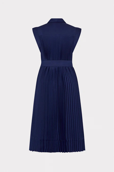 Johanna Pleated Twill Midi Dress