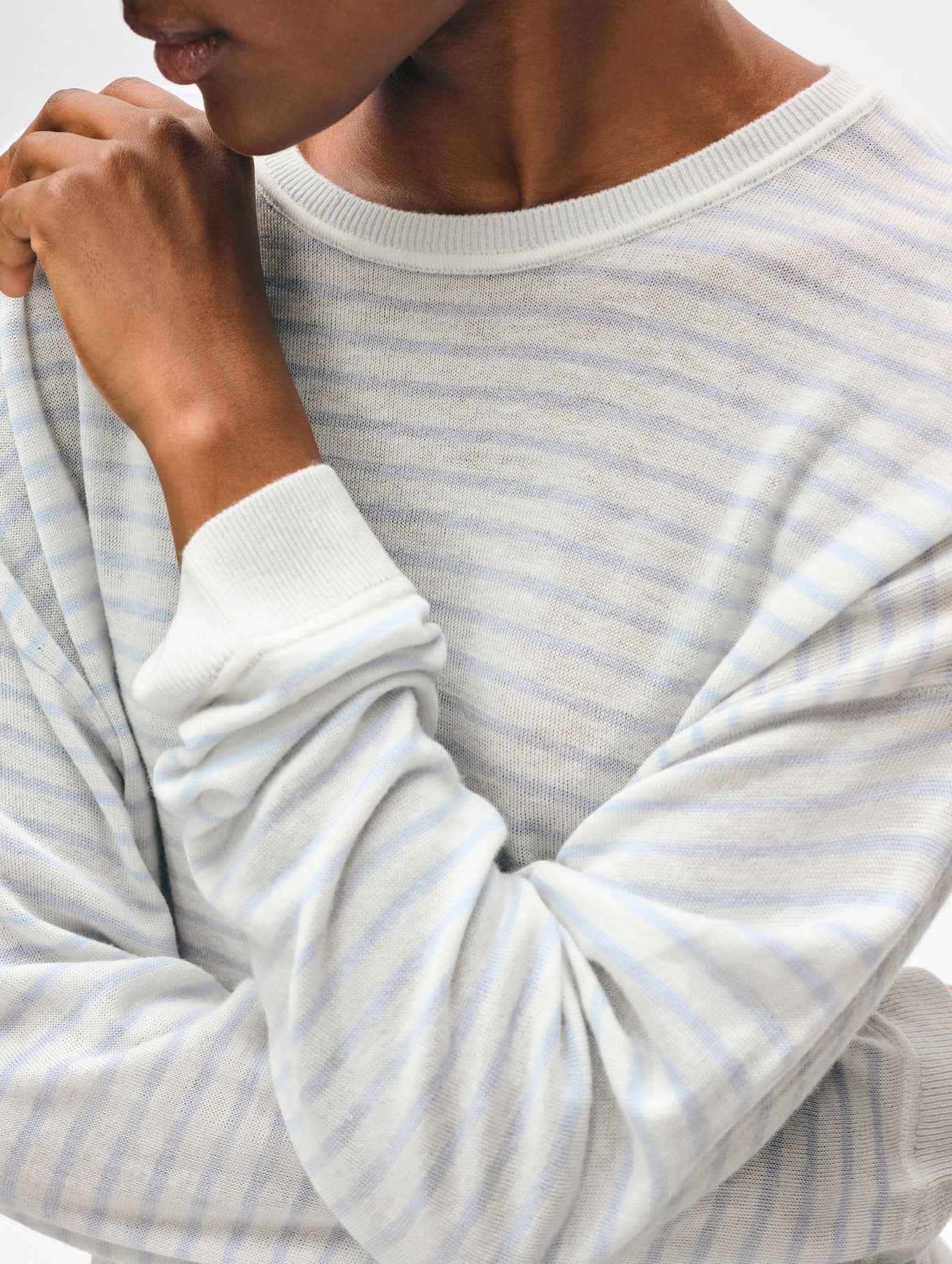 Superfine Cashmere Striped Sweatshirt
