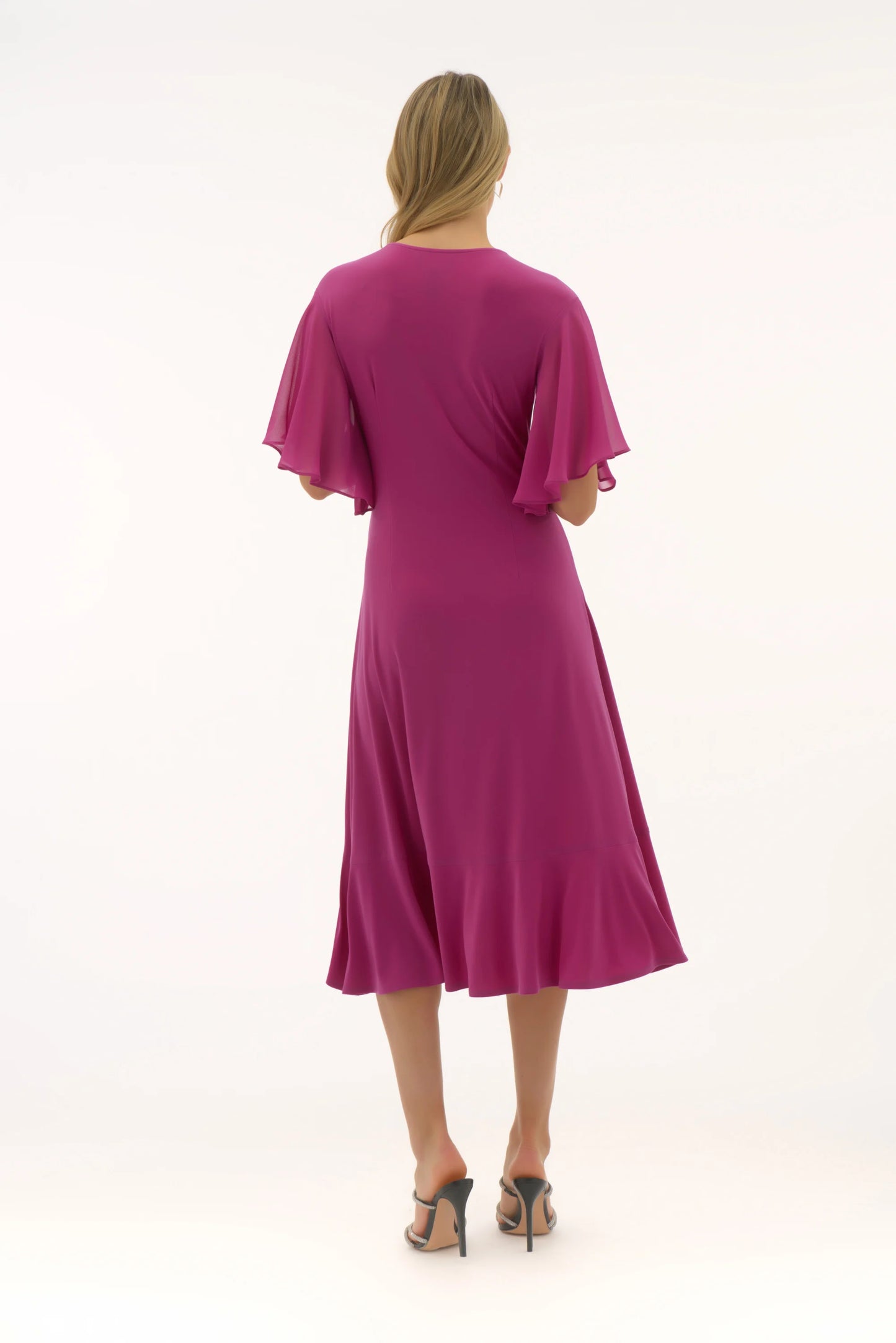 Signature | Silky Knit And Chiffon Flowy Wrap Dress