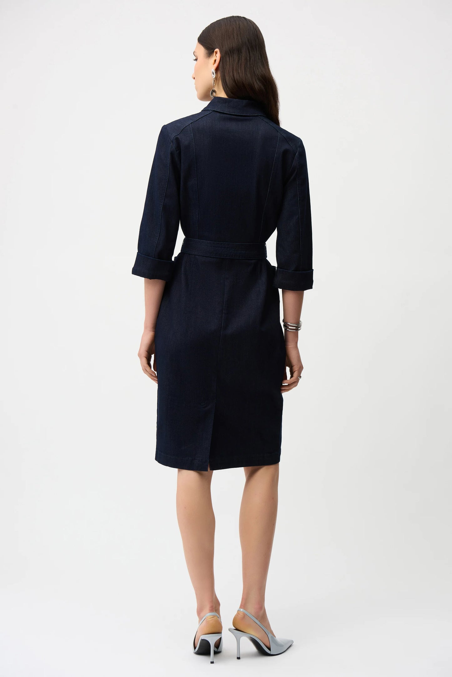 Denim Dress With Half Zip and Belt