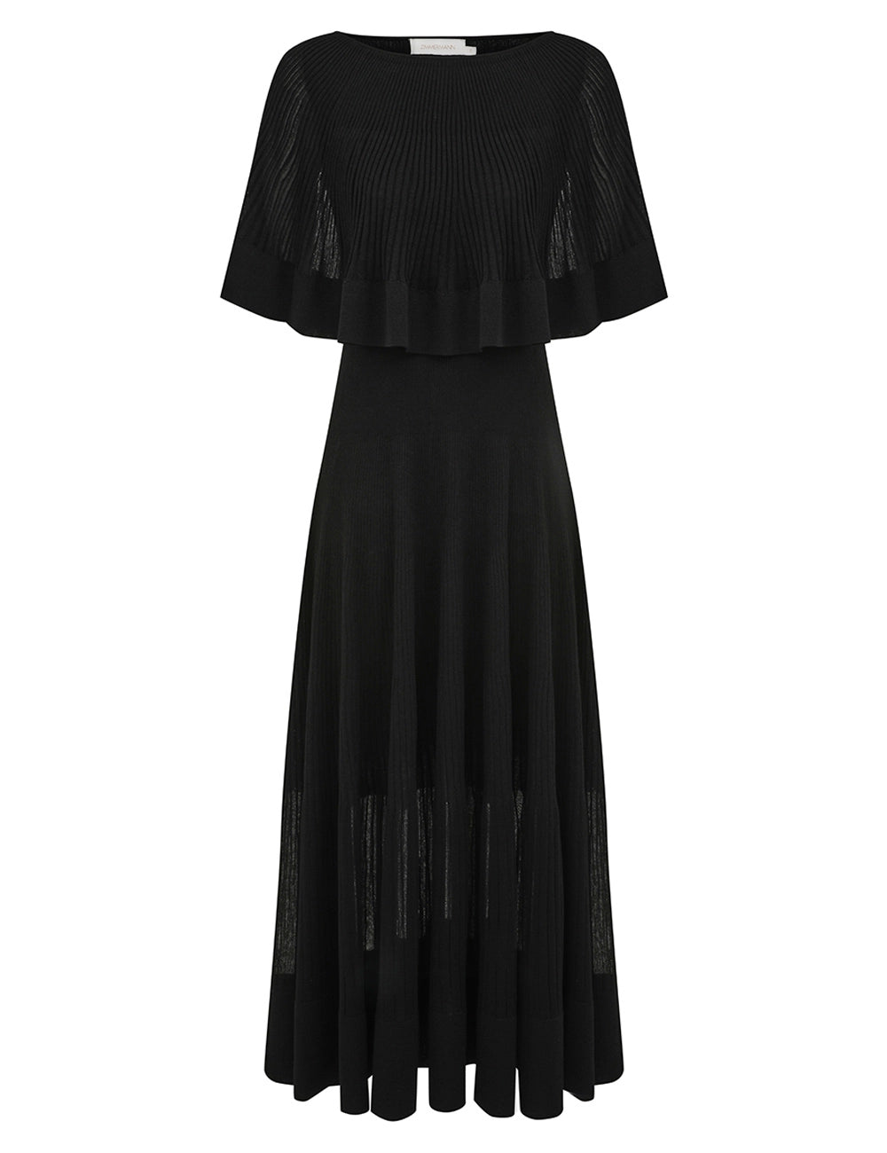Crush Pleated Cape Maxi Dress