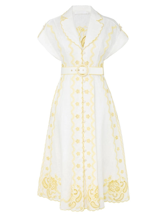 Lucky Embroidered Midi Dress