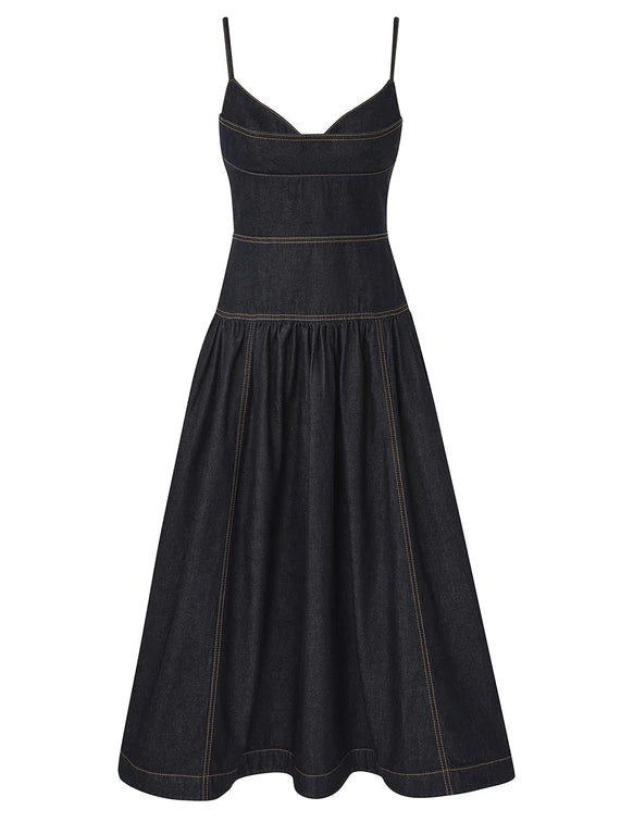 Denim Sleeveless Midi Dress
