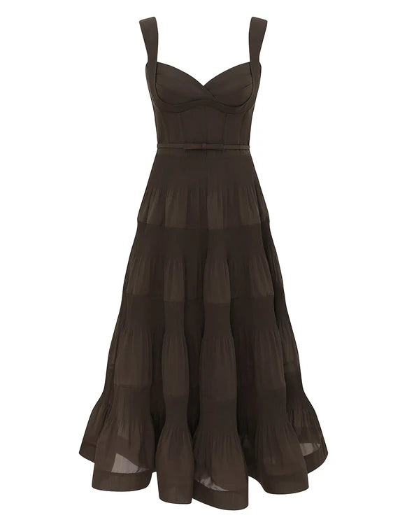 Pleated Draped Midi Dress