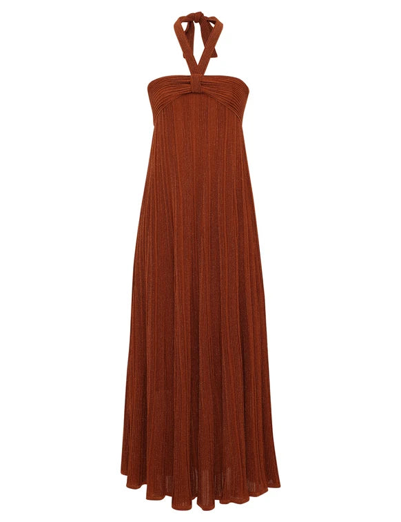 Indra Metallic Halter Dress