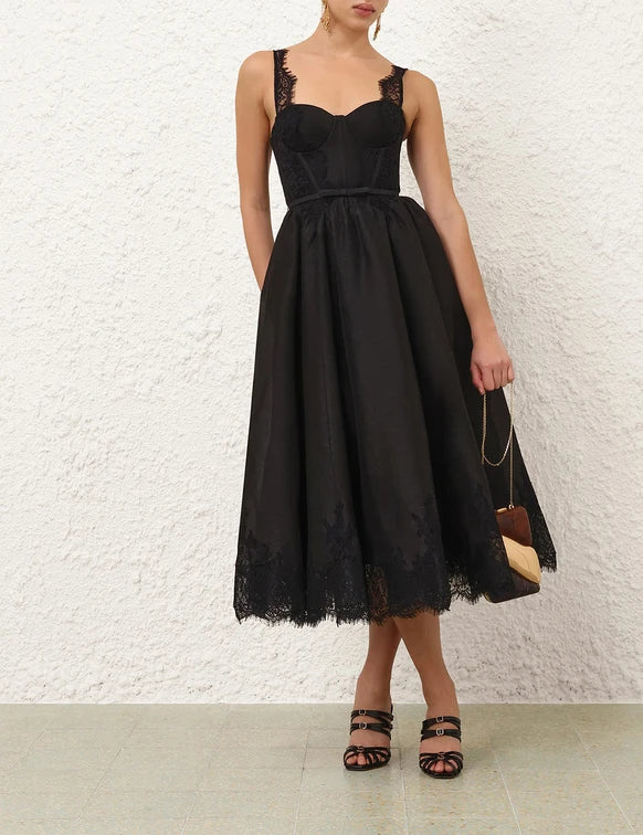 Valiant Lace Trim Midi Dress