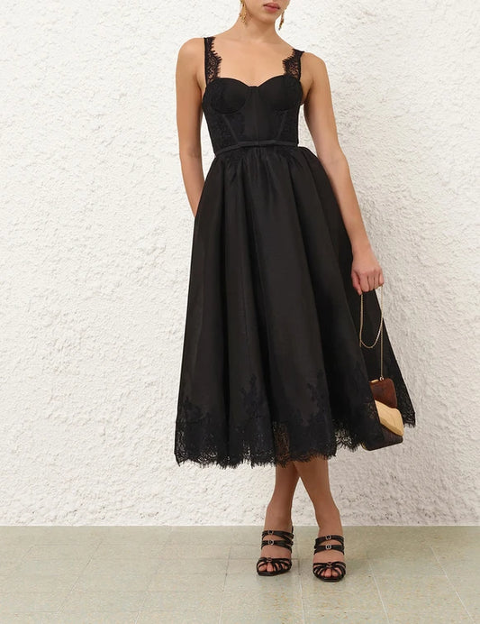 Valiant Lace Trim Midi Dress