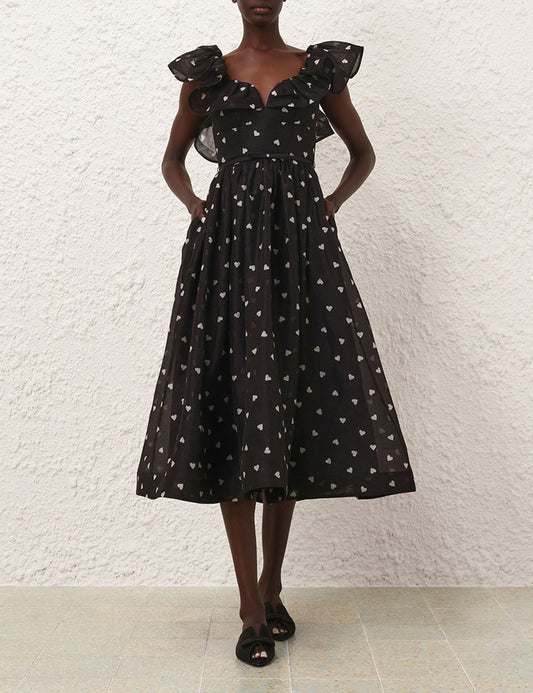 Crush Frilled Midi Dress