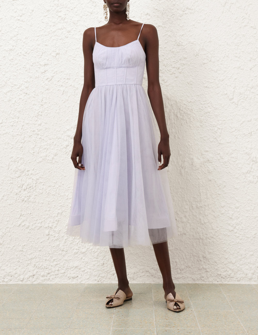 Tulle Corset Midi Dress