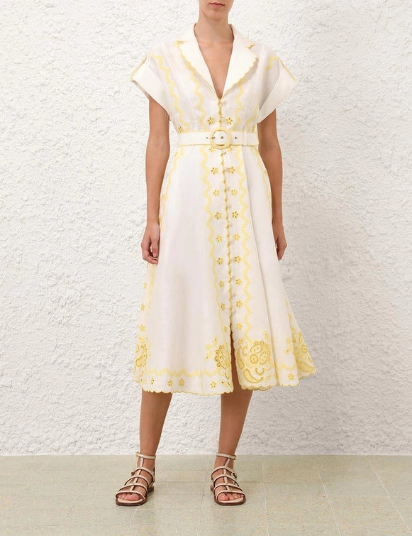 Lucky Embroidered Midi Dress