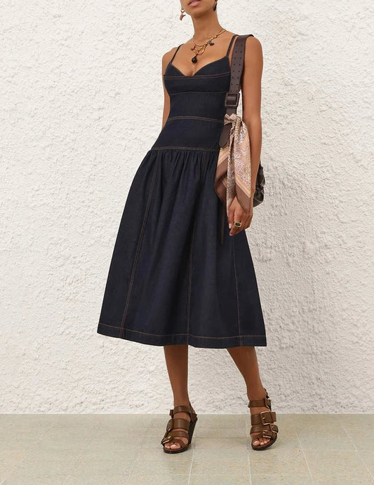Denim Sleeveless Midi Dress