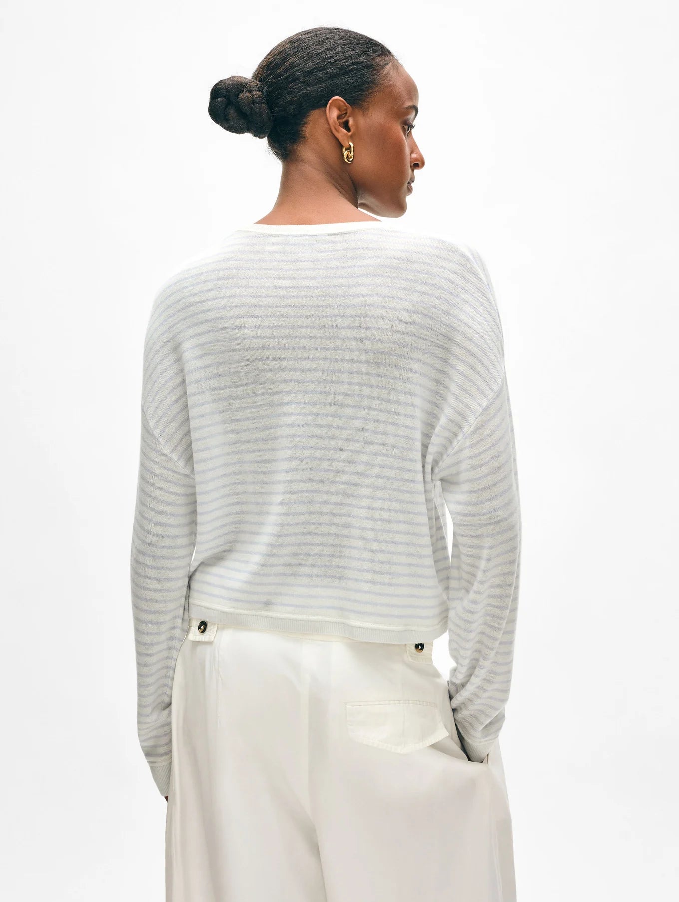 Superfine Cashmere Striped Sweatshirt