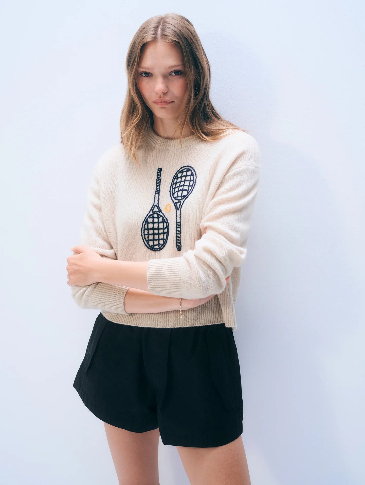 Cashmere Tennis Embroidered Sweatshirt