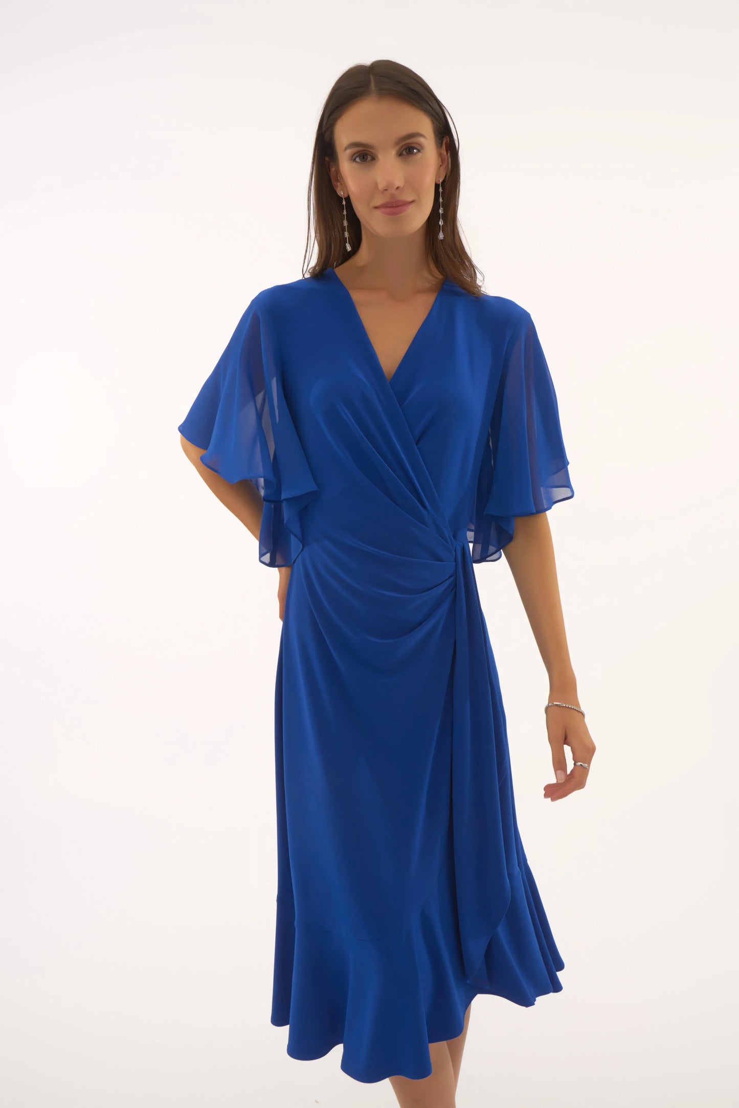 Signature | Silky Knit And Chiffon Flowy Wrap Dress
