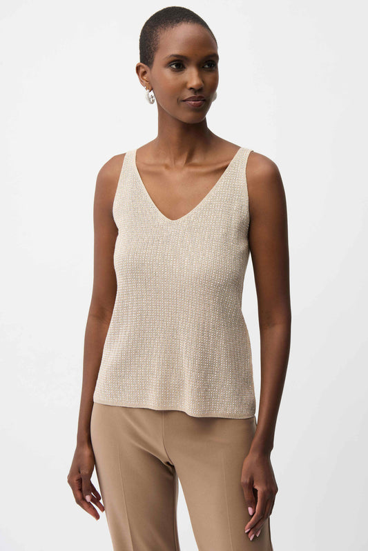 Metallic Knitted Camisole with Rhinestones