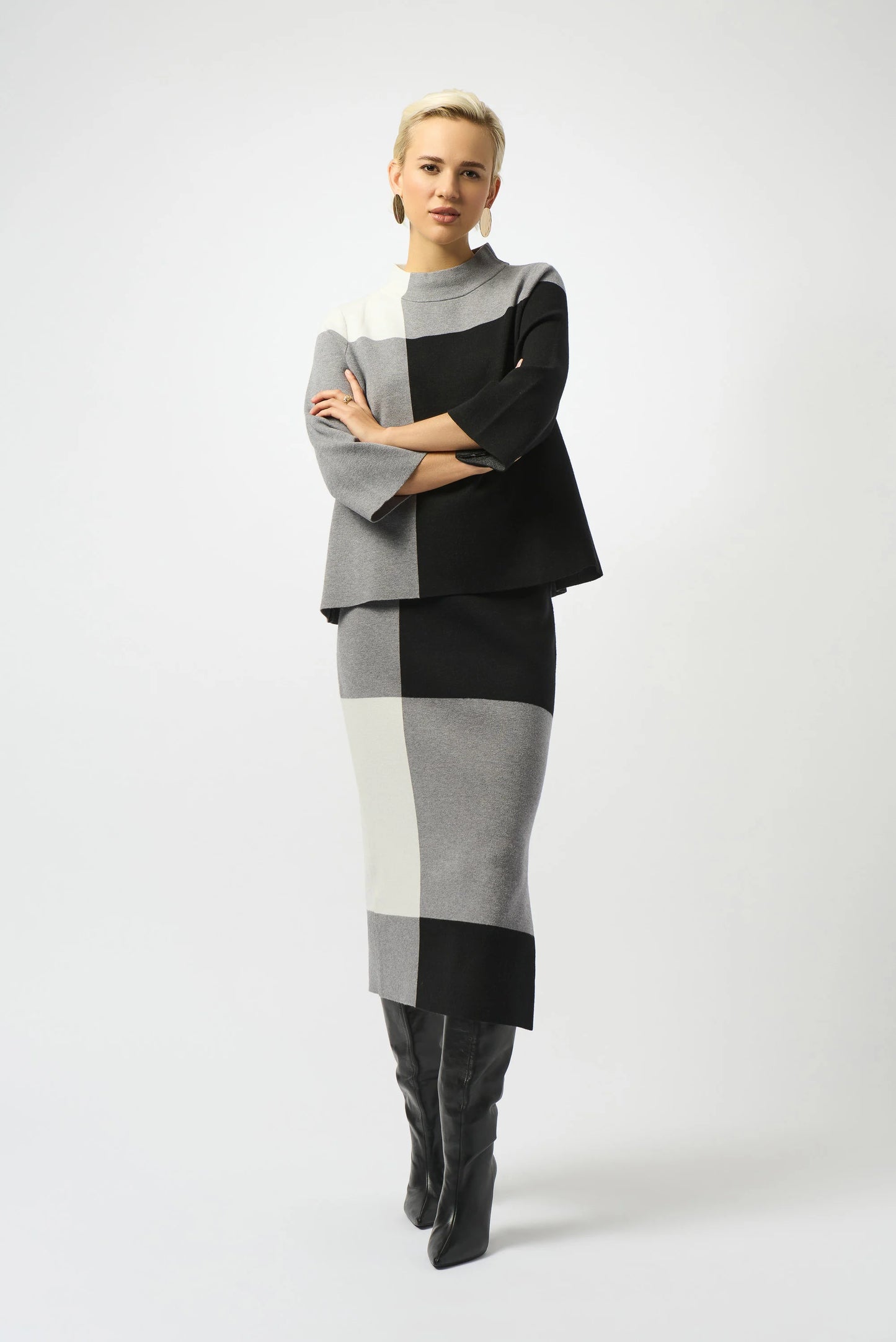 Jacquard Sweater Colour Block Skirt
