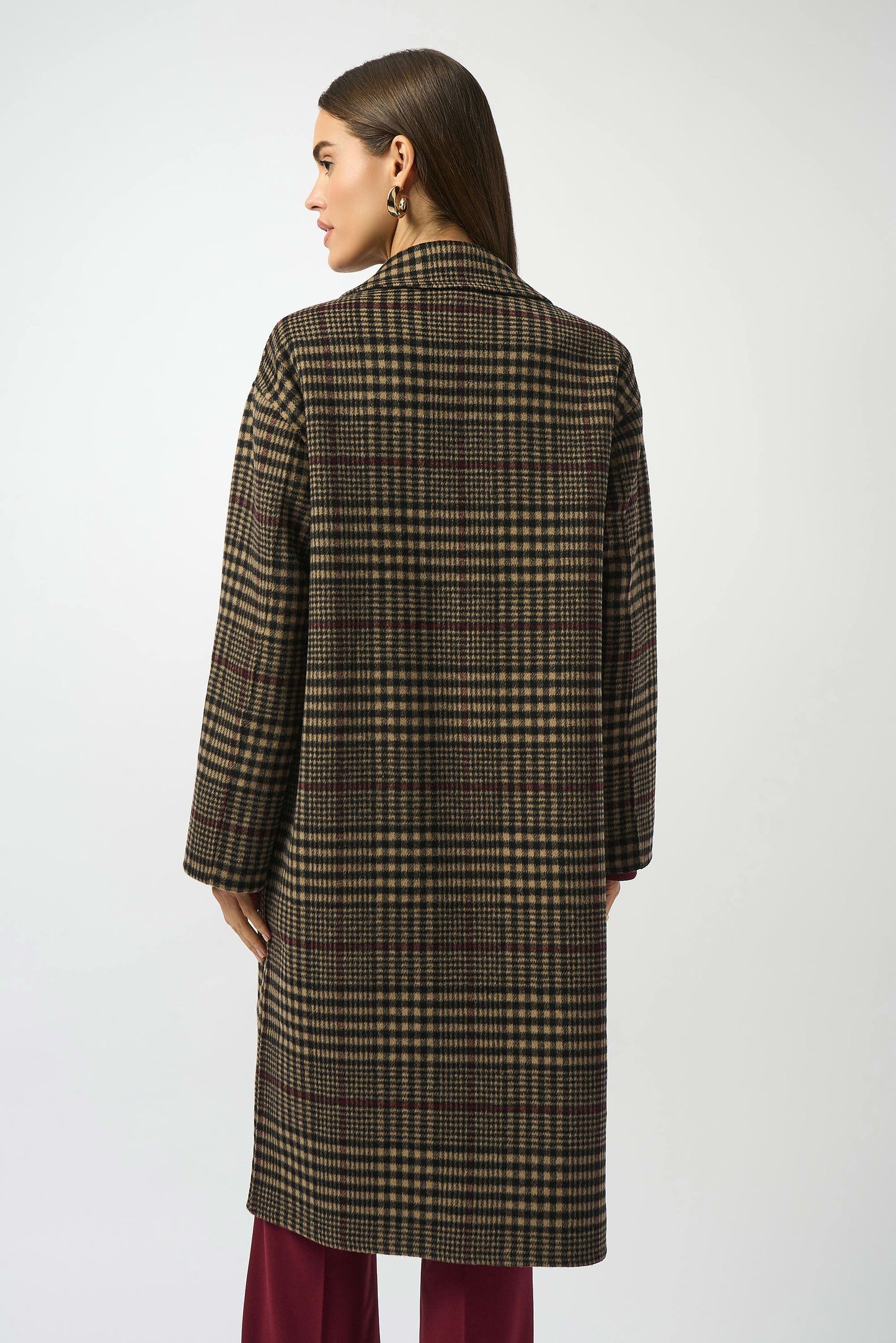 Wool Blend Plaid Double-Faced Coat