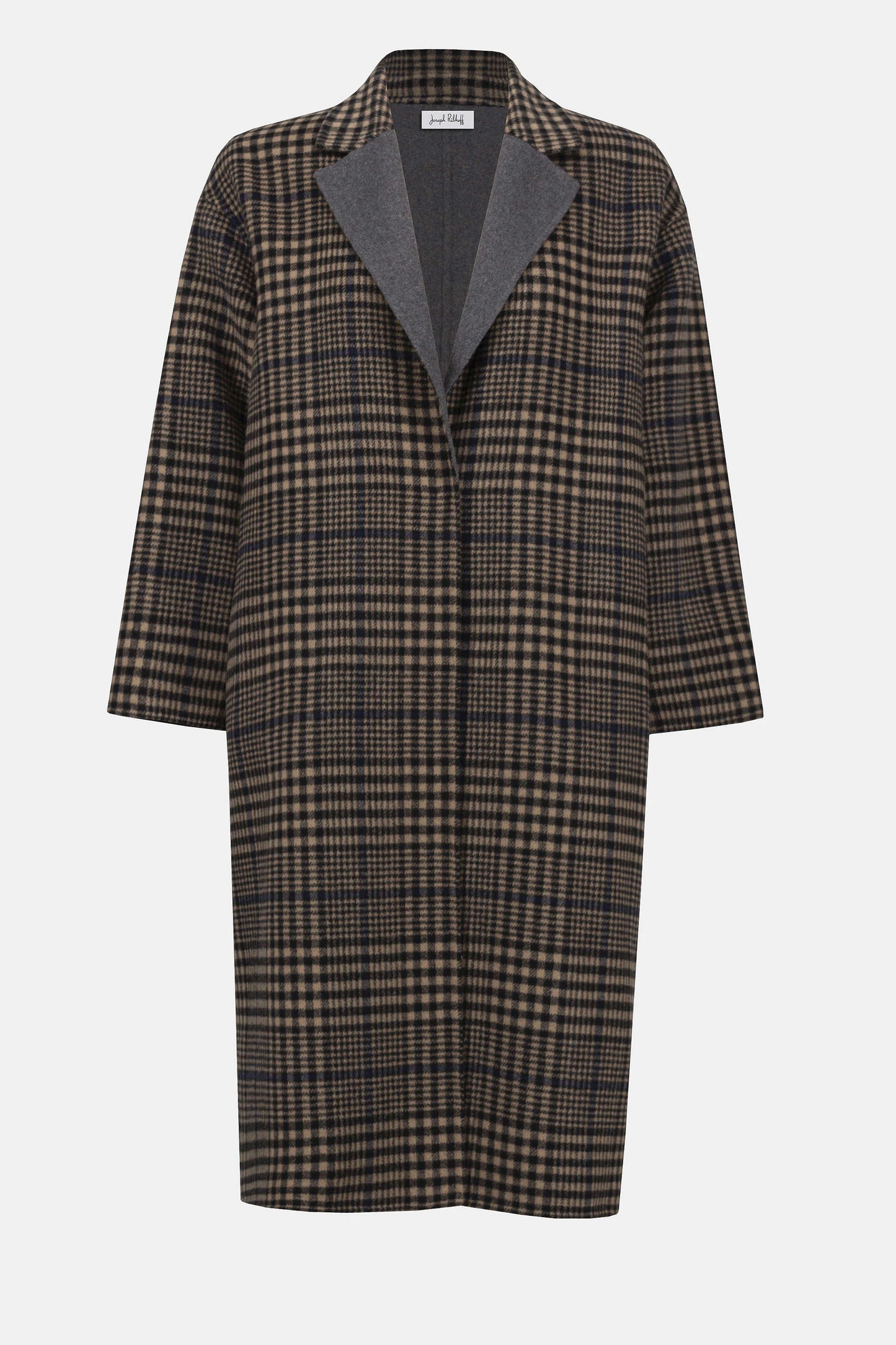 Wool Blend Plaid Double-Faced Coat