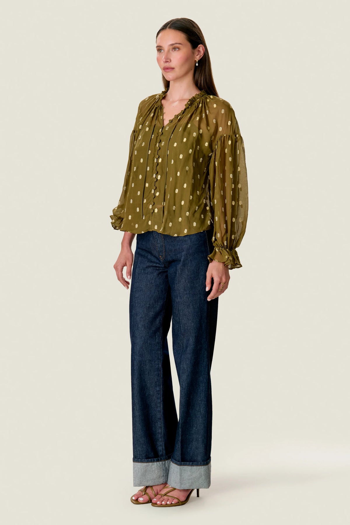 Tiana Metallic Dot Longsleeve Top