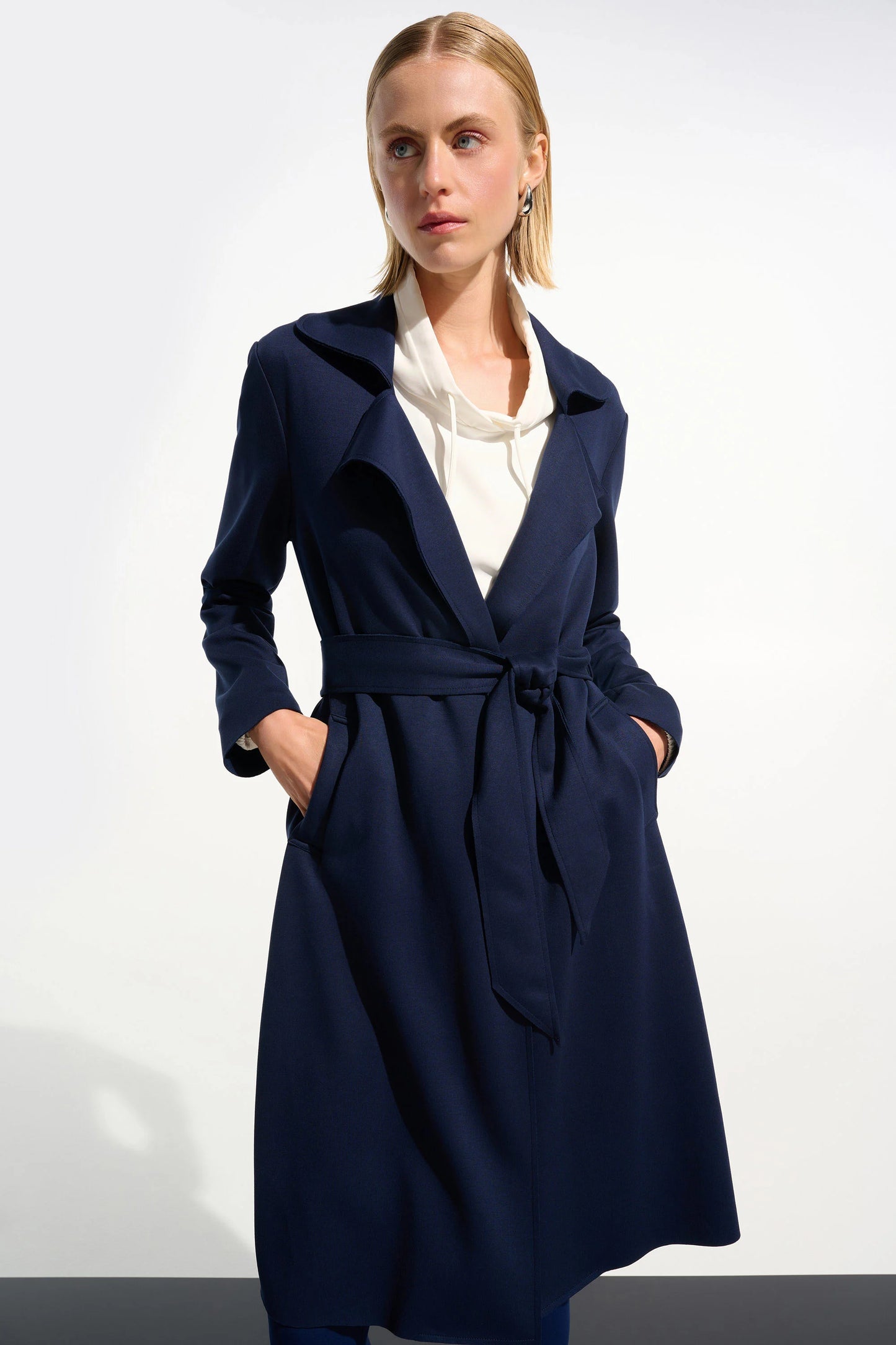 Scuba Jersey Straight Coat With Sash