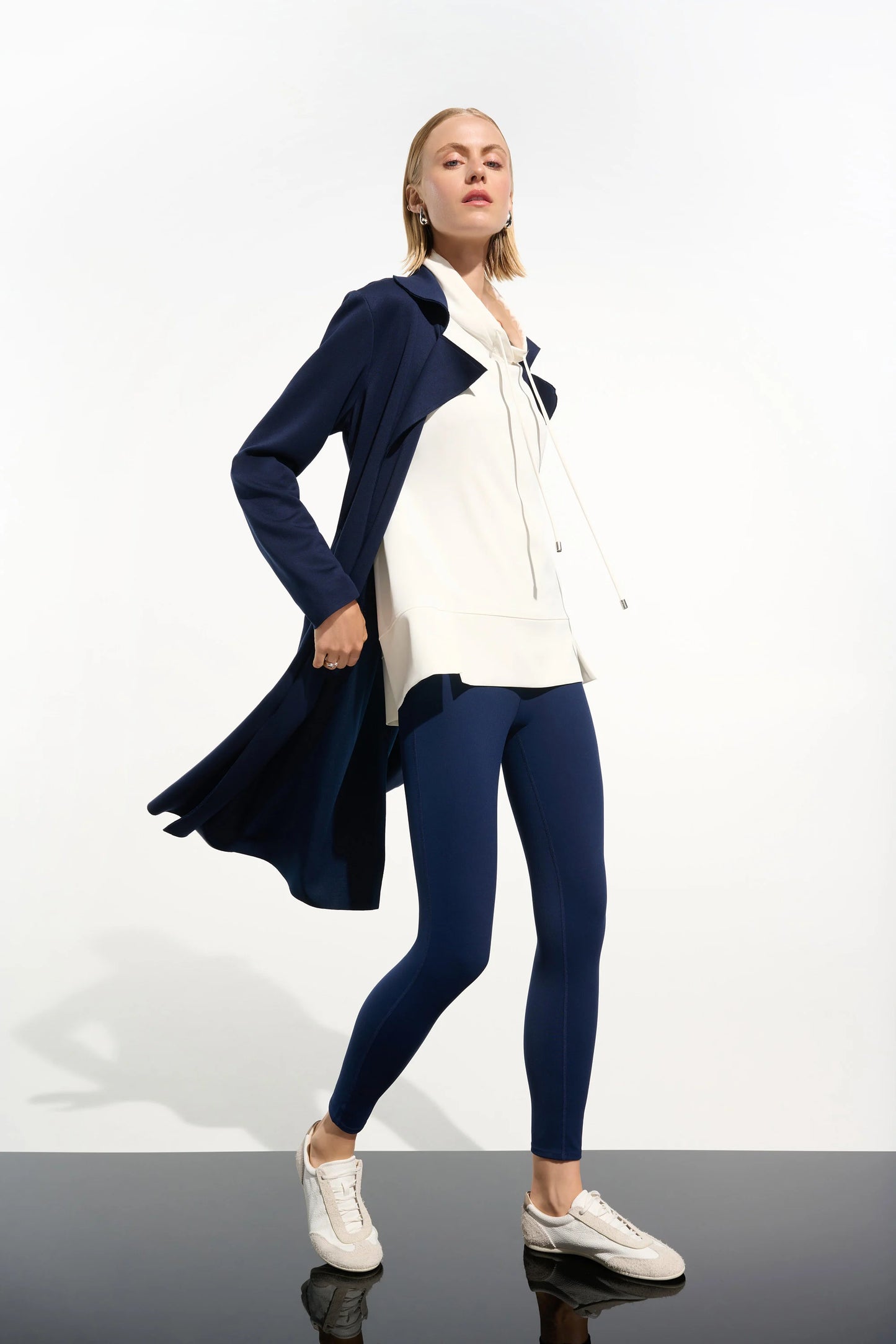 Scuba Jersey Straight Coat With Sash