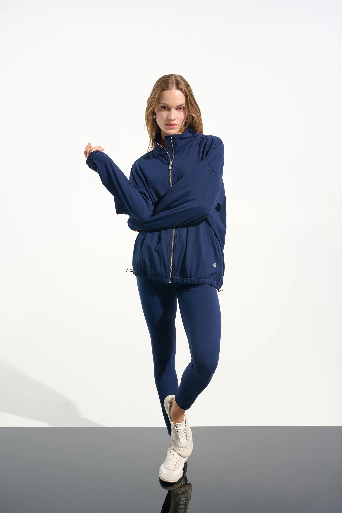 Stretch Nylon Boxy Mock Neck Outdoor Jacket