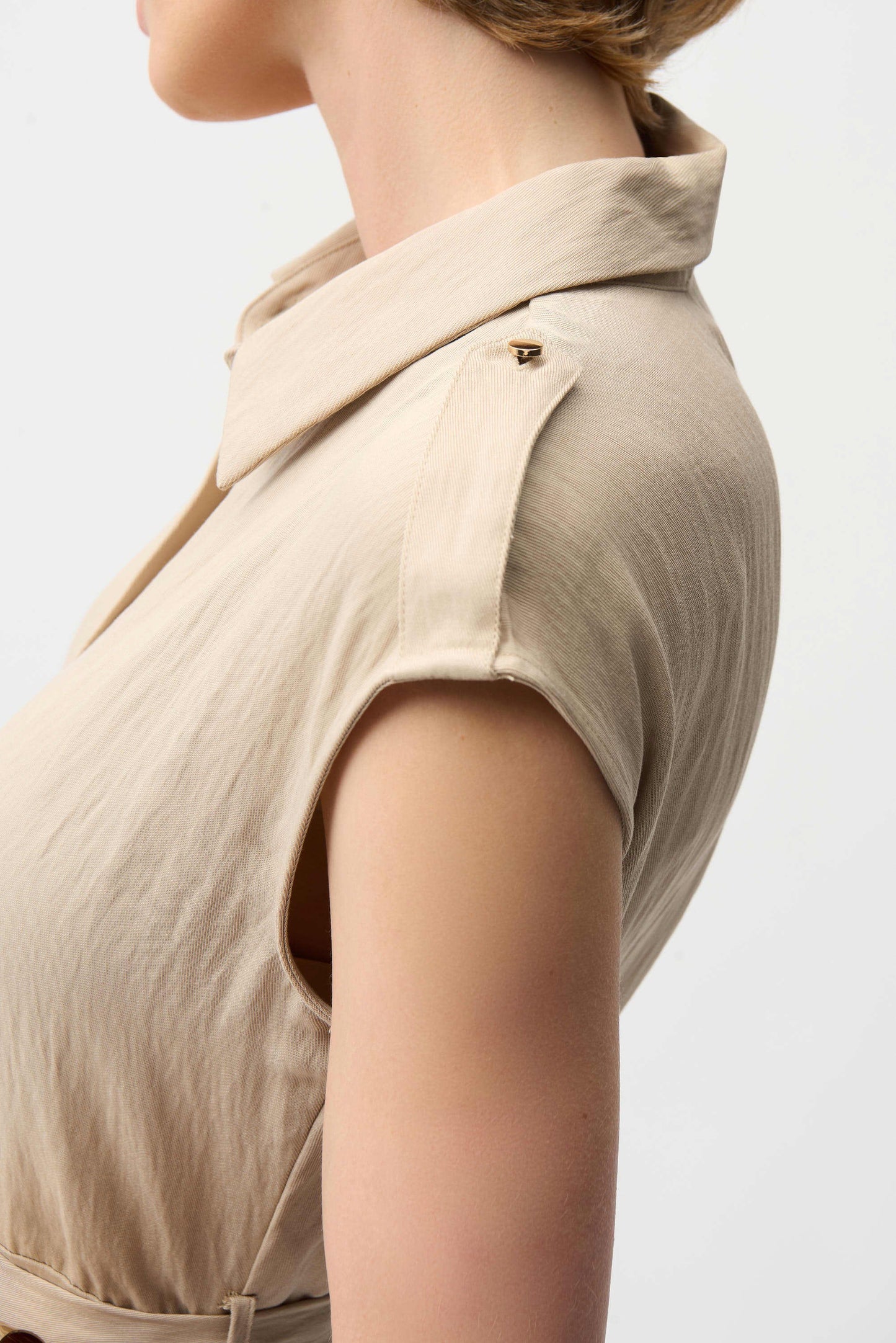 Textured Woven Shirt Dress with Sash