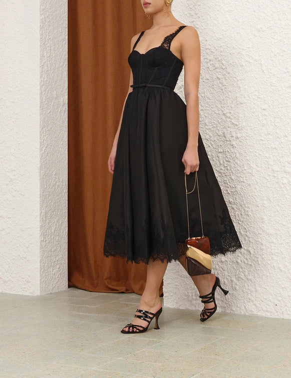 Valiant Lace Trim Midi Dress