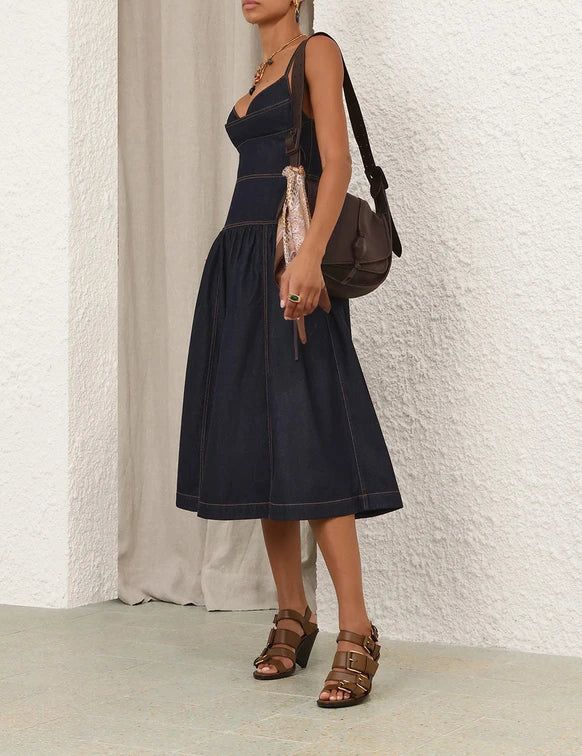 Denim Sleeveless Midi Dress