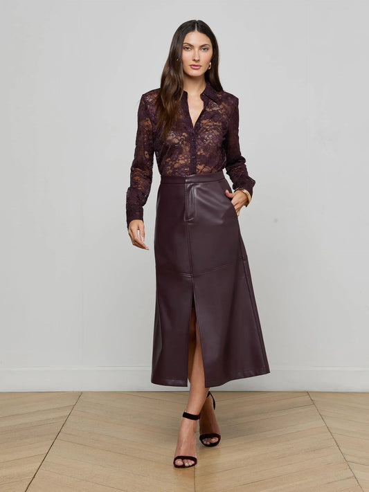 Robyn Vegan Leather Midi Skirt