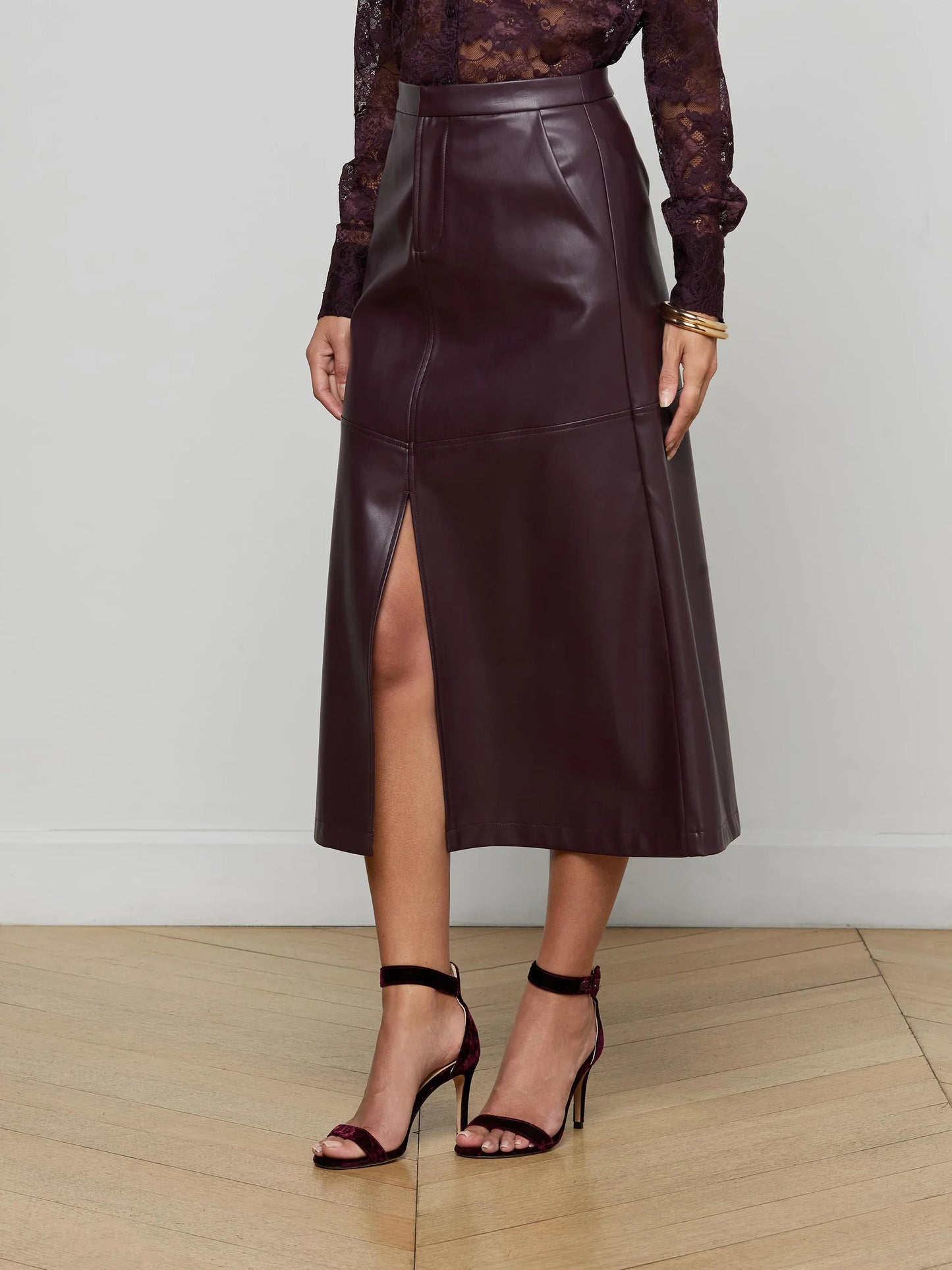 Robyn Vegan Leather Midi Skirt