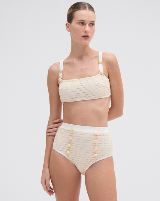 Metallic High Waist Bikini Bottom