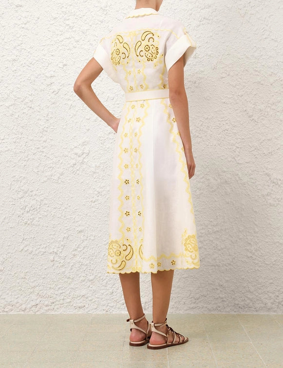 Lucky Embroidered Midi Dress