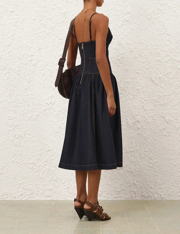 Denim Sleeveless Midi Dress