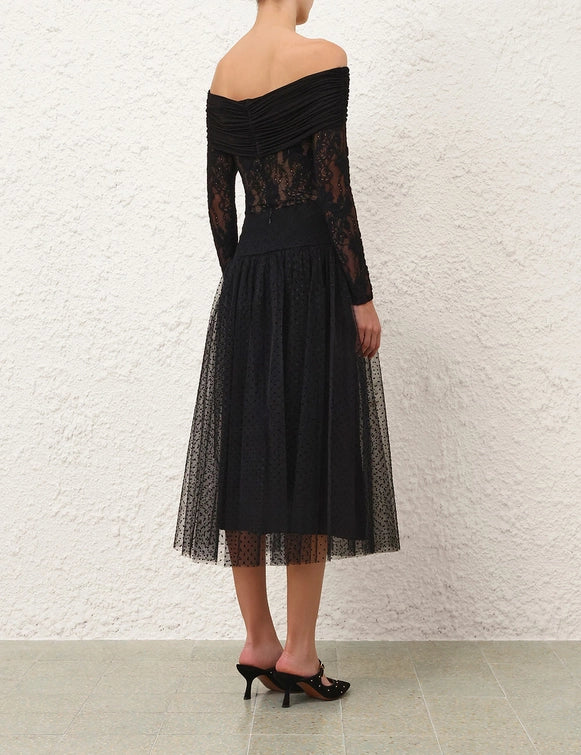 Tulle Dot Midi Skirt