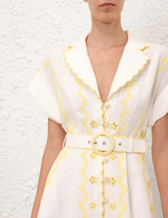 Lucky Embroidered Midi Dress