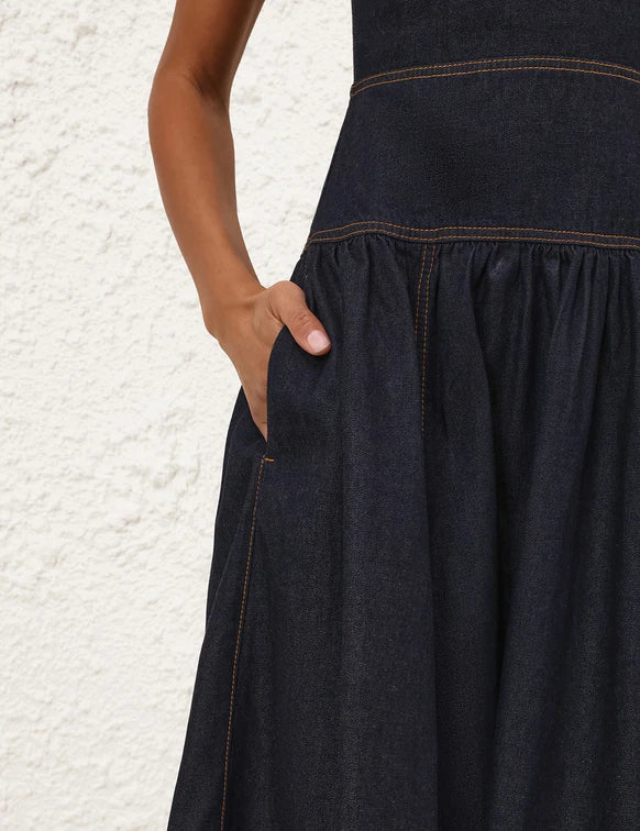 Denim Sleeveless Midi Dress