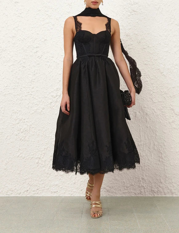 Valiant Lace Trim Midi Dress