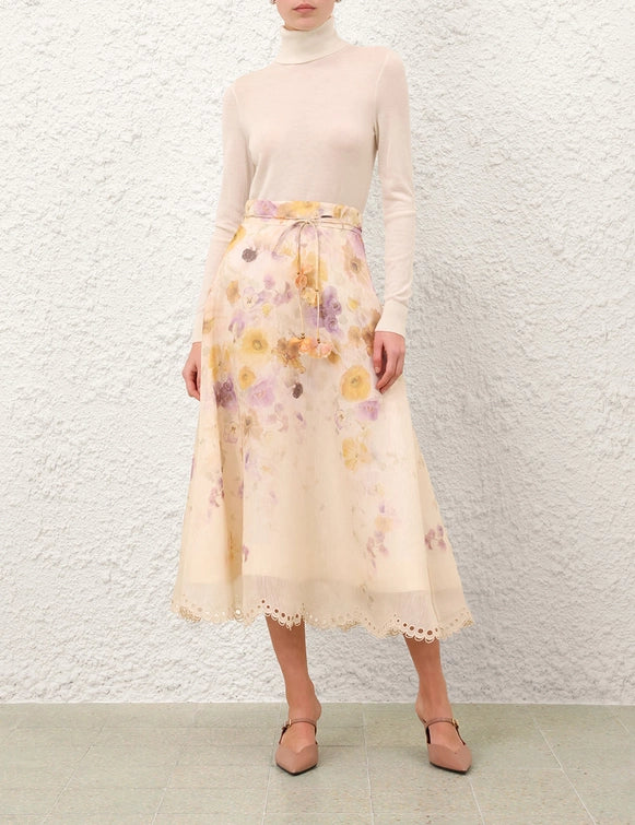 Memento Embroidered Midi Skirt