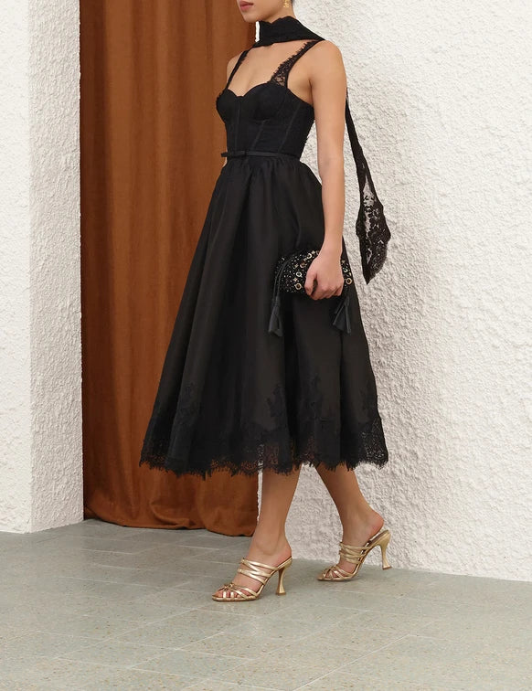 Valiant Lace Trim Midi Dress