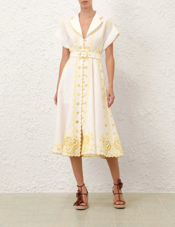 Lucky Embroidered Midi Dress