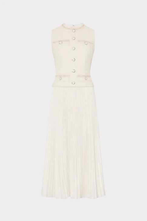 Boucle Mixed Media Midi Dress