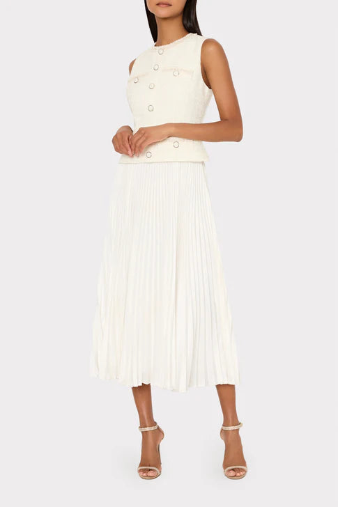 Boucle Mixed Media Midi Dress