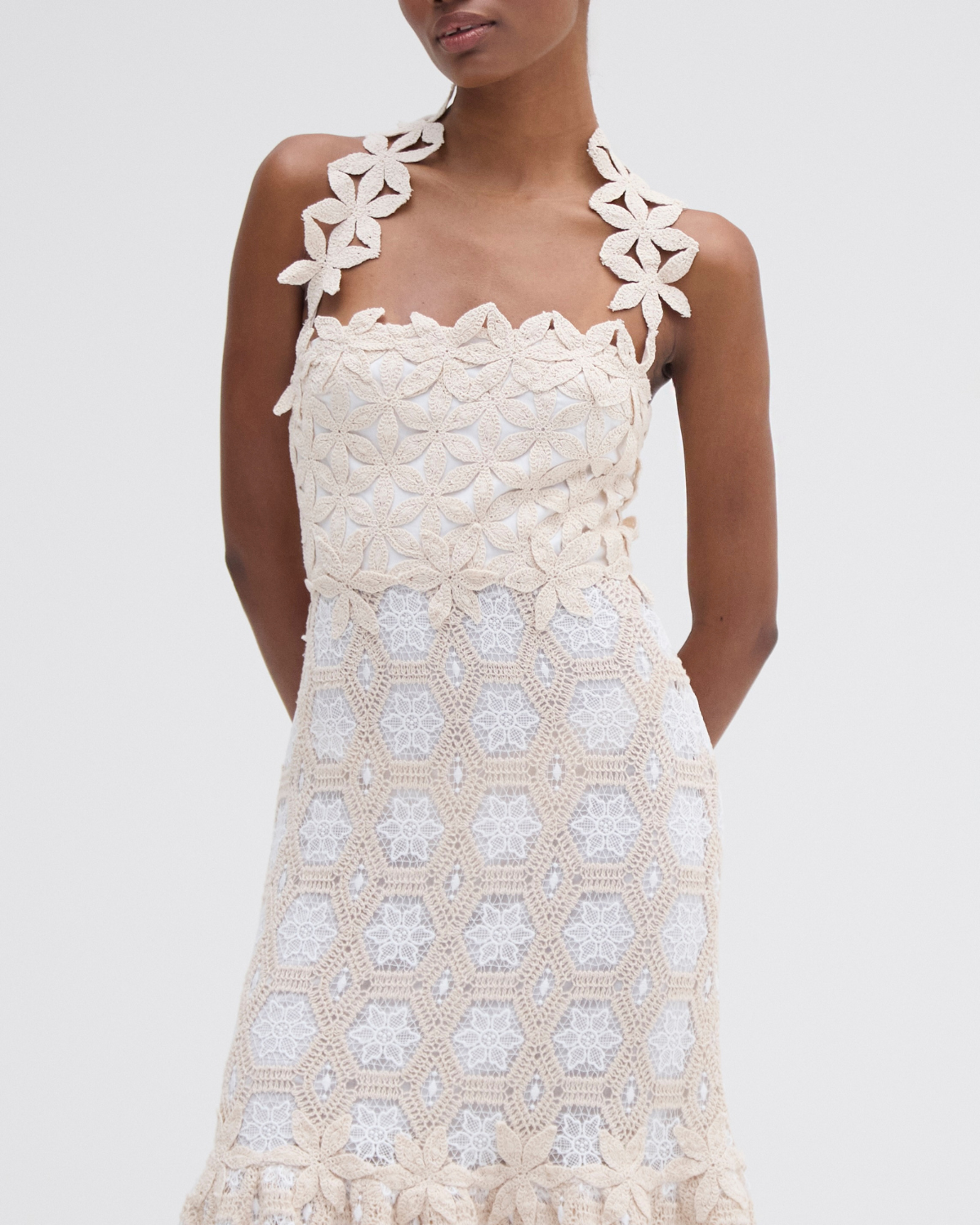Natural Crochet Midi Dress