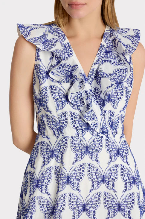 Butterfly Eyelet Ruffle Midi Dress