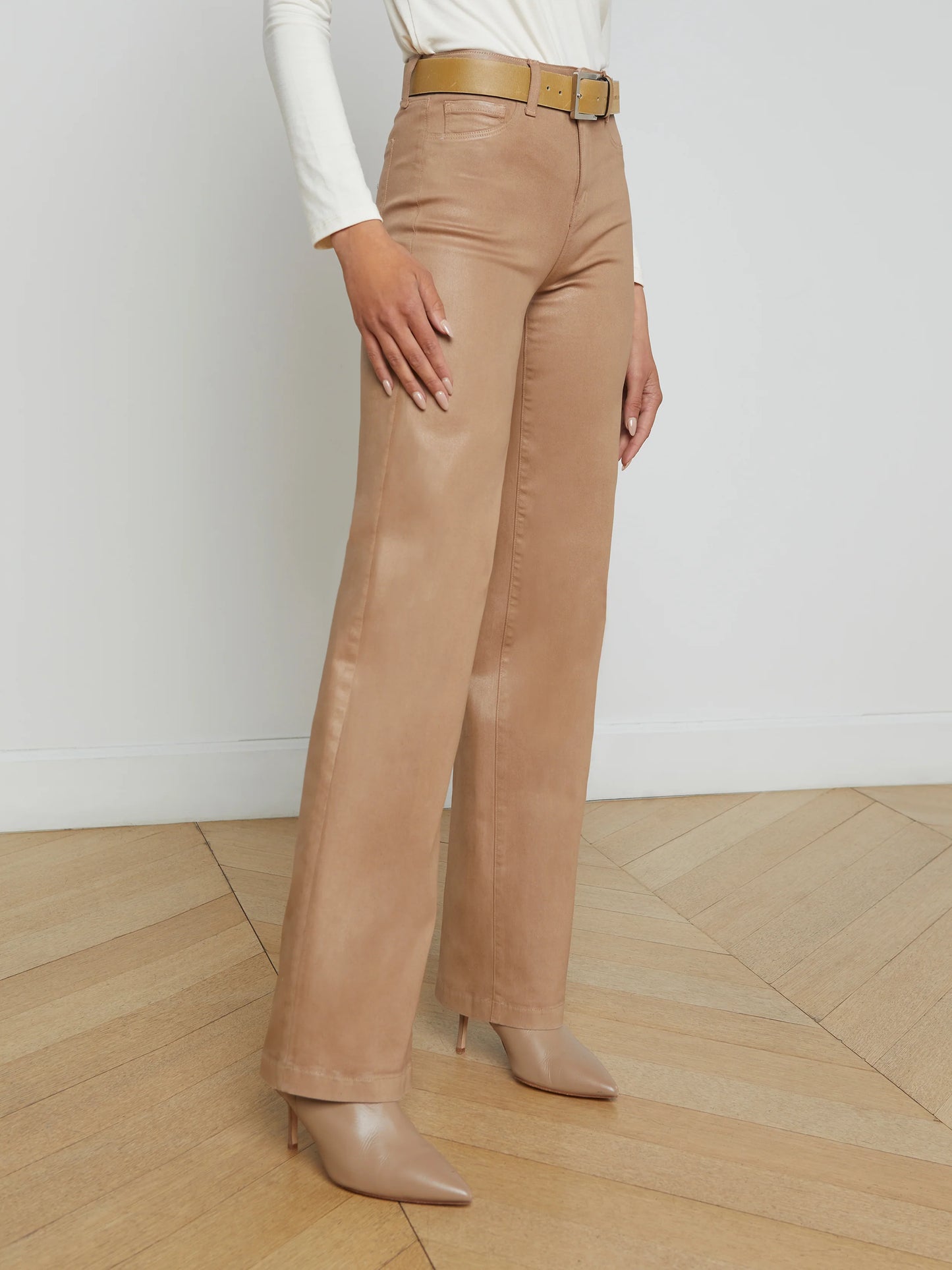 Clayton Coated Wide-Leg Jean