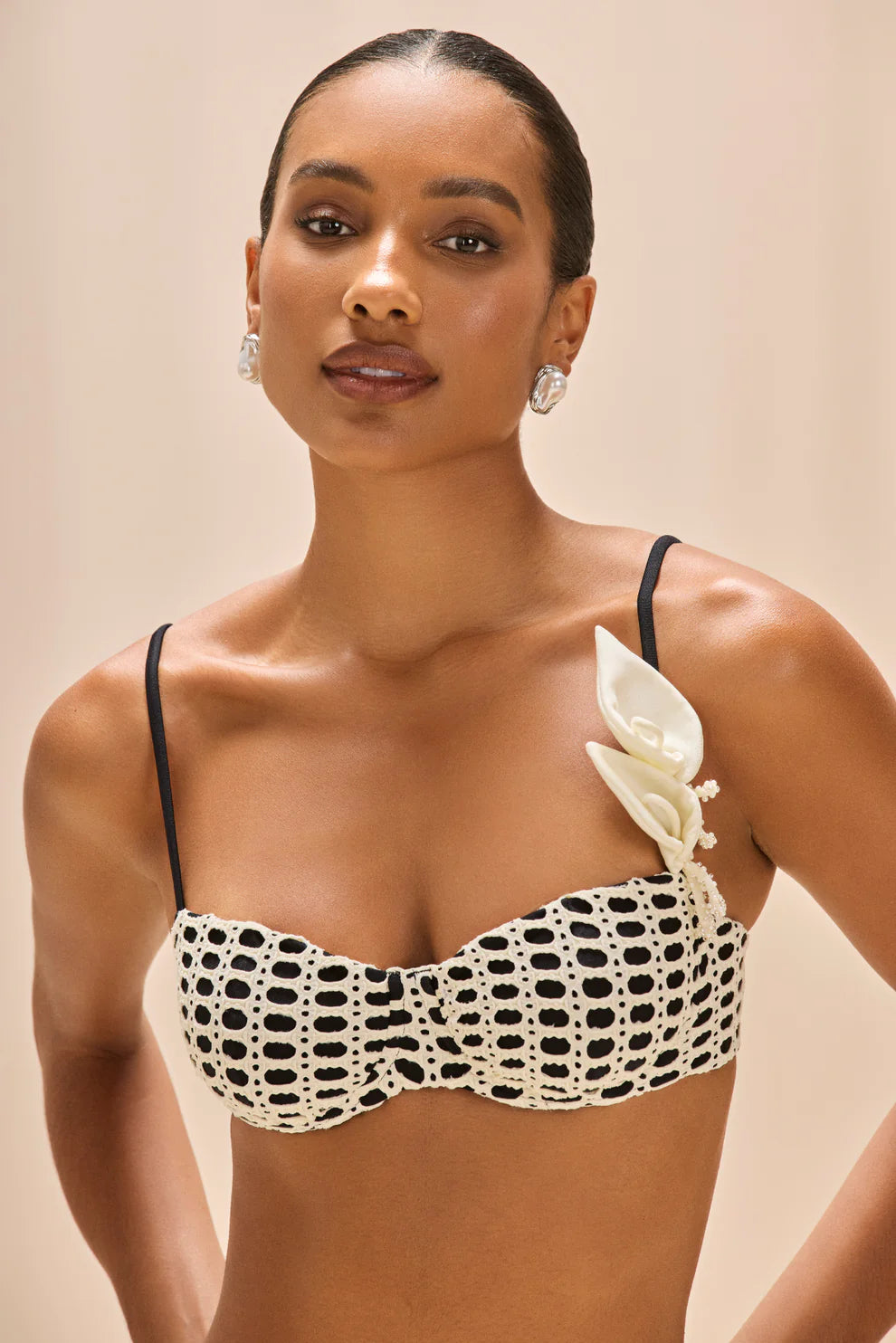 Selene Mesh Color Block Bikini Top
