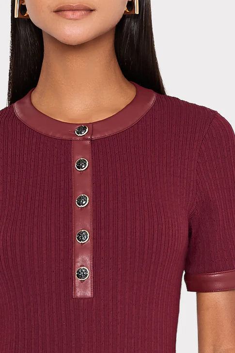 Leather Detail Knit Midi Dress