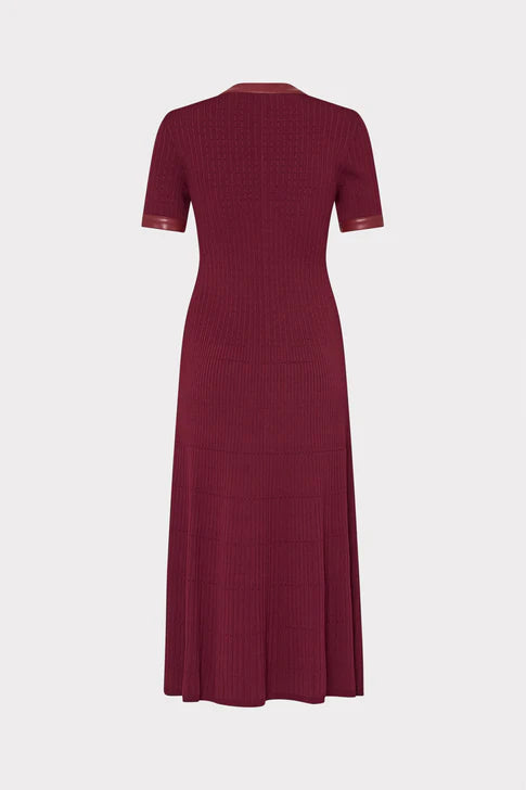 Leather Detail Knit Midi Dress