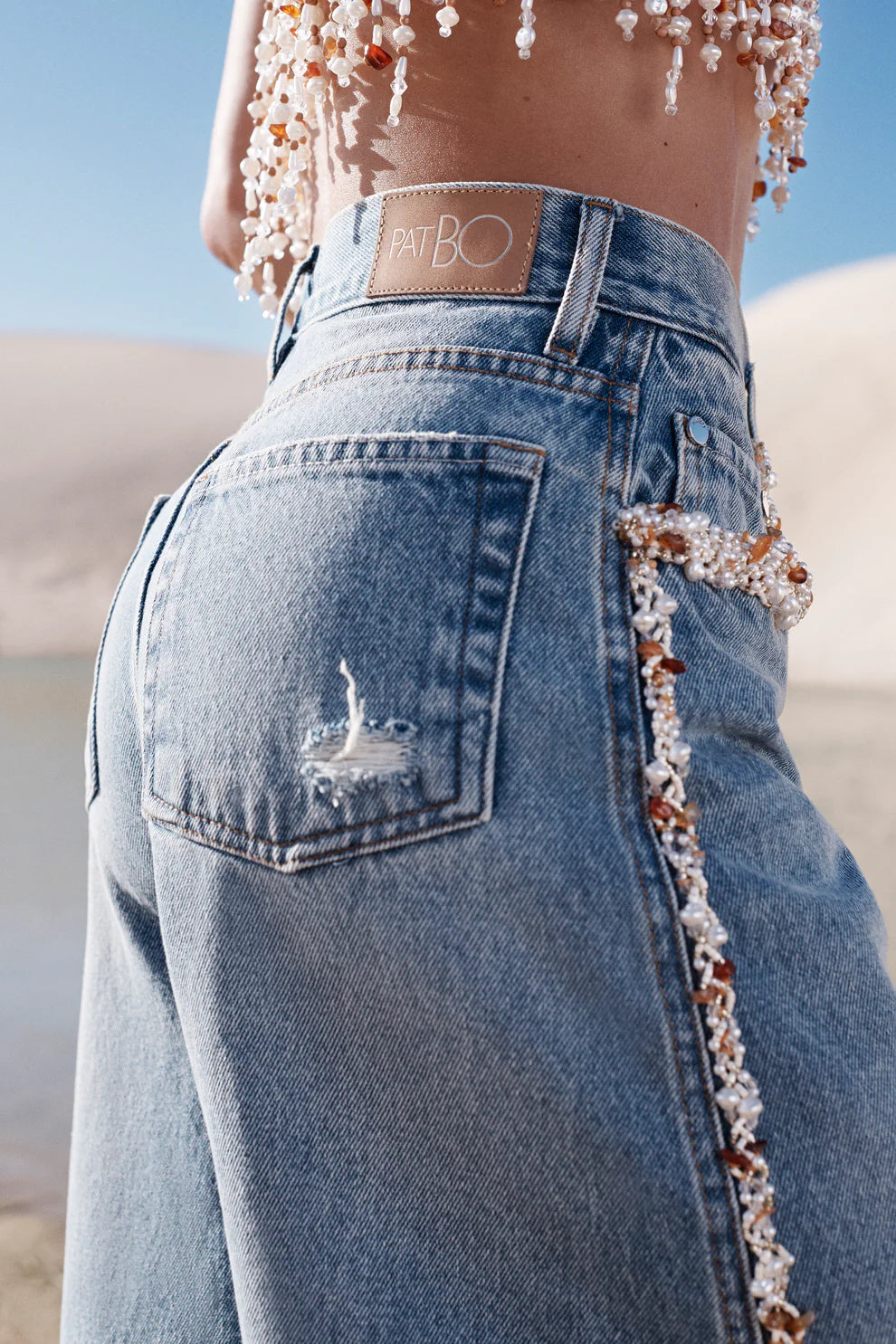 Camila Coelho Beaded Denim Pant